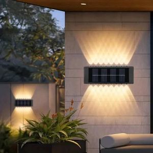 Decorations Solar Wall Lamp Outdoor Waterproof Solar Lights Up And Down Convex Lens Lighting For Garden Street Landscape Balcony Outdoor Dec