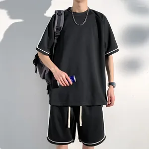 Men's Tracksuits Summer Casual Sports Suit MensT-shirt And Shorts Two Piece Men Short Sleeve Set Plaid Racing Suits For