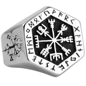 Band Rings Simple Creative Europe and The United States Nordic VikTotem Compass RTrend Personality Mens Retro Hip-hop Party Ring J240429