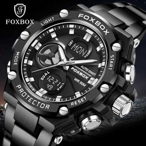 Wristwatches LIGE Top Mens Fashion Watch Steel Quartz Dual Display Waterproof LED Clock Reloio Masculino Q240426