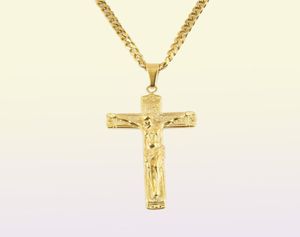 Jesus halsband guldpläterad rostfritt stål hänge mode religiös tro halsband mens hip hop smycken7190445