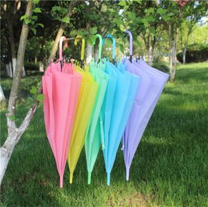 Candy Color Paraply Lång handtag Frostat paraply PVC Automatisk 8 Bone PVC Paraplyer Pink Green Yellow Solid Color Paraply4112708