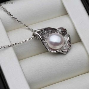 Pendant Necklaces 925 Sterling Silver Shell Womens Pendant Wedding White Black Natural Freshwater Pearl Pendant Necklace Exquisite JewelryWX