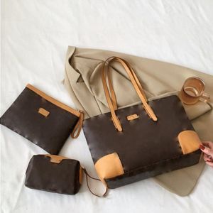 3Piece Set Fashion Luxurys Handbags Designer Tote Bag Shoulder Bag with Small Purse Wallet Card Bag Genuine Leather Full Printing LOGO Gpjl
