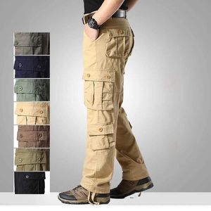 Mäns byxor plus storlek 44 Vår/sommarmens bomullslastbyxor Mens Multi Pocket Militär Taktisk vagn utomhus Leisure Jogging Pants Mens J240429