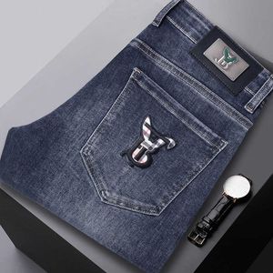 Dopasuj szczupłe małe proste rurki dżinsowe spodnie lekkie luksusowy swobodny wszechstronny i zimowy haftowany styl europejski