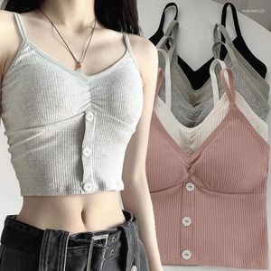 Camisoles Tanks Summer Crop Top Women Seamless V Collar Straps Tank Sticked Camisole Solid Sexig kvinnlig bomullsunderkläder Vest Tops