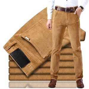 Męskie spodnie 6 kolor męskie grube sztruksowe spodnie 2022 Zima Nowa moda biznesowa elastyczna regularna dopasowanie napięte kombinezony Q240429