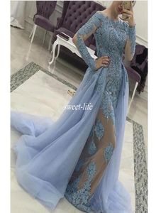 Zuhair Murad Long Sleeves Aline Formaling Dresses Speecins Lace Prom Gowns Mermaid Tulle 2020 Arabic Muslim5877307