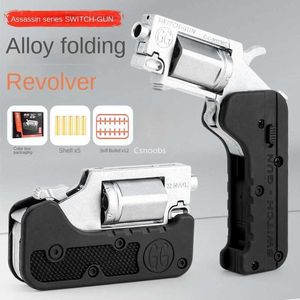 Gun Toys Lega LifeCard Switch Revolver Toy Pistola Pistola Piegabile Piegatura Soft Bullet Shectry Launcher for Boys Regali Toys T240428