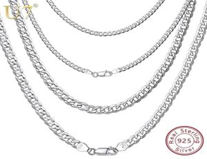 U7 Solid 925 Sterling Silver Chain for Men Women Teen smycken italienska figarocuban trottoarkedjor Layering Halsband SC289 2203262984579