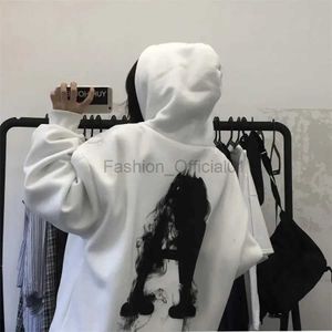 Herrtröjor tröjor kläder vita huva brev hoodies tröja för män tryck streetwear y2k vintage frakt erbjudanden harajuku mode s d240429