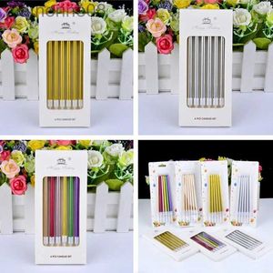 Ljus 6st Metal Chrome Gold Silver Birthday Candles Diy Colorful Cake Decors Wedding Baby Shower Supplies Party Cake Candles Topper D240429