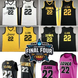 Custom 22 Caitlin Clark Jersey Iowa Hawkeyes Frauen College Basketball -Trikots Männer Kinder Damen Schwarz weiß rosa Gelb 2024