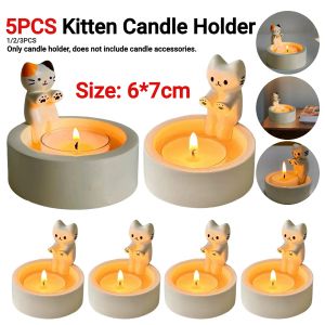 Świece 15pcs Cat Candlestick Uchwyt Śliczny Kitten Candle Holder Creative Aromaterapy Candle Holder Home Desktop Dekoracyjne ozdoby dekoracyjne