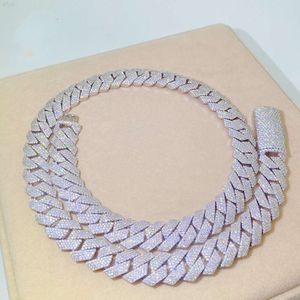 Hiphop smycken halsband 15mm kubansk kedja isad ut moissanite diamantlänk populärt med rappare