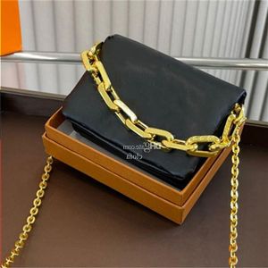 Fashion Mini Luxury Genuine COUSSIN Women Carry Yellow Black Bag Bag Calf Leather Embossed Chain Handbag Shouler Clutch Crossbody Purse Asje
