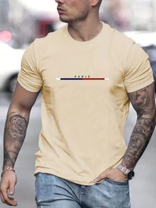 Mens Summer Loose Fit 100 Cotton Printed T-shirt Tops 240428