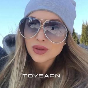 2024 Fashion Pilot Sunglasses Women Oversized Luxury Sun Glasses For Female Cool Mirror Vintage Lady Gradient Shades UV400 240429