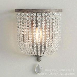 Wall Lamps French Retro Frosted Crystal Lamp Children's Room Princess Wrought Iron Old And Lanterns Bedroom