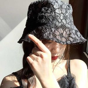 Wide Brim Hats Bucket Hats Female CS Bucket Hat and Fishermans Sun Goddess C Spring and Summer Sun Hat Day Shopping Joker in Hollow Blossom J240429