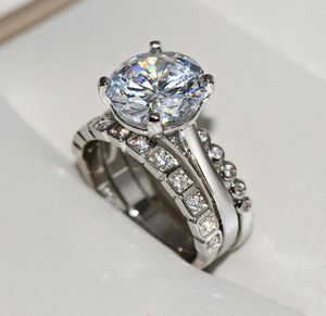 Bohemia 925 Sterling Silver Jewlery Sets Ring Origin Natural 2 Moissanite Gemstone Wedding Rings For Couples Bizuteria Cluster4508915