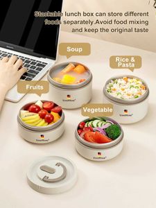 Bento Boxes Portable 18/8 stainless steel insulated lunch box leakproof sealed bucket student lunch box multi-layer Round bento box