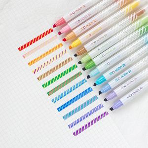 12pcs Magic Color Highlighter Pen Set Dual-side Fluorescent Erasable Marker Liner Drawing Art Pen Stationery Office School A6809 240423