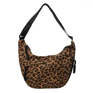 Hobo leopard axelväskor för kvinnor mode tyg messenger stor kapacitet crossbody paket söt duk kvinnliga hobos