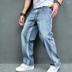 Herren Jeans Street Männer stilvolle lose Patchwork Straight Hosen Mode HipHop Spleiß männlichen lässigen Jeanshosen