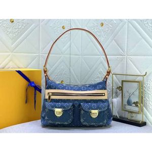 Denim vintage tasarımcı omuz çantası kadınlar tote lüks çanta çanta seyahat louiseviaysbag çanta eski çiçek alt koltuklu çanta sırt çantası altın donanım torbası 4487