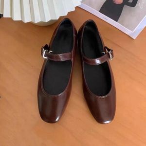 Casual Shoes Comfortable Row Mary Jane Ballet Flats Leather Black Slip For Women 2024 Red High Quality Woman Size 43
