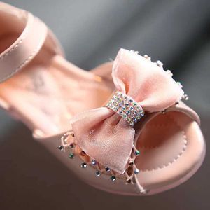 Sandals Summer Girls Flat Sandals Patent Leather Shoes For Kids 2-8 Years Little Girl Fashion Sequined Bow Princess Sandals Size 22-31