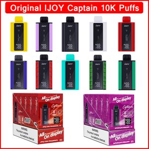 Ijoy Capitão 10k Caixa Digtal 10000 Puff 10k Pen do vape e cigarro Vape Cigarro 650MAAH Bateria recarregável 18ml Mesh Mesh Mesh Mesh Vaper Vapes descartáveis descartáveis