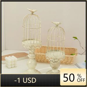 Velas americanas vintage bird gaiola hedge title tabela de casamento decoração props decoração de casamento criativo holder de vela de ferro de metal