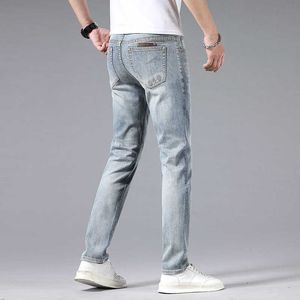 Jeans Trendy for Men 2023 Elastic European Fit Slim High End Versátil Light Luxury Long Pants