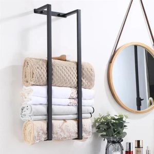 Set Towel Bathroom Rack Wall Organizerholder Storage Shelf Racks Bath Mounted Hand Washcloth Towels Hanger Mount Steel Bar Stainless