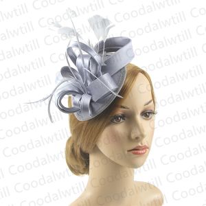 Satin hår fascinator hatt pannband kvinnor elegant kyrka bröllop pillbox mössa med hårklipp brud äktenskap mode headpieces