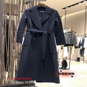 Maxmaras Womens Cashmere Coat S Serisi Klasik Arona Çift Taraflı Polar Dantel Yukarı Orta Uzunluk Yün RJFX