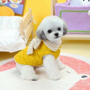 Dog Apparel Weather Stylish Clothes Bow-tie Traction Ring Button Closing Thickened 2-legged Pet Coats For Pets Wear