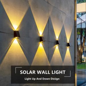 Decorations New LED Outdoor Solar Wall Light Garden Villa Courtyard Porch Landscape Decorative Lamp Up And Down Luminous Wall Washer Lights