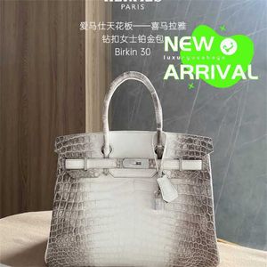 Borsa per borse 10A Crocodile fatta a mano in pelle vera Himalaya B Diamond Fibbia di diamante Womens Platinum Borsa WN-See9