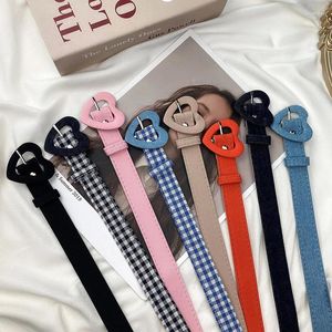 Belts 1PC Female Personality Dress Waistband Heart Denim Belt For Women Love Buckle All-Match Jeans Ladies Fabric Strap