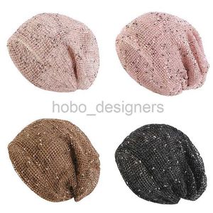 Gorro/caveira tampas novas mulheres duplas usadas gorros bonés de algodão malha de verão tampa de verão fino capoto casual chapéus ao ar livre tampa de cachecol girros d240429