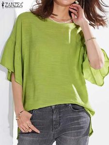 Women's Blouses Shirts ZANZEA Summer Casual Loose Blouse Woman Half Slve O-Neck Blusas Female Fashion Solid Color Tunic Tops Elegant Holiday Shirt Y240426