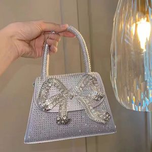 Shiny Rhinestone Evening Clutch Bags Women Bow Crystal Clip Purse And Handbags Luxury Designer Wedding Party High Quality 240415