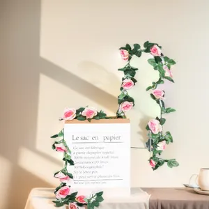 装飾的な花1pcs人工vine 16ヘッドローズディーウェディングデコレーションウォールハンギングガーランド植物偽のフラワーホームルーム装飾自由hoho