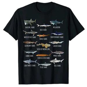 Erkekler Tişörtleri Köpekbalığı Türleri Biyolojisi Farklı Türler Köpek T-Shirts Çocuklar ve Yetişkinler İçin Çizgi Roman Giysileri Y2K Üst Grafik T-Shirts Top Hediye Yaratıcı2403