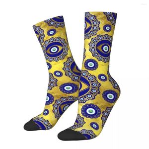 Women Socks Evil Eye Charm Winter Abstract Greek Mati Stockings Trendy Unisex High Quality Design Outdoor Non Slip