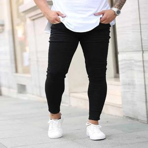 Herren Jeans Männer dünne schlanke Fit Black Hip Hop Denim Bleistifthose Freizeit für elastische Taillenjogginghose Jean Q240427
